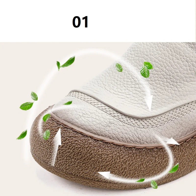 Lorilury Damen Leder Flats WB-286K – Mocassins confortables vintage avec chaussures, mocassins orthopédiques, chaussures à enfiler