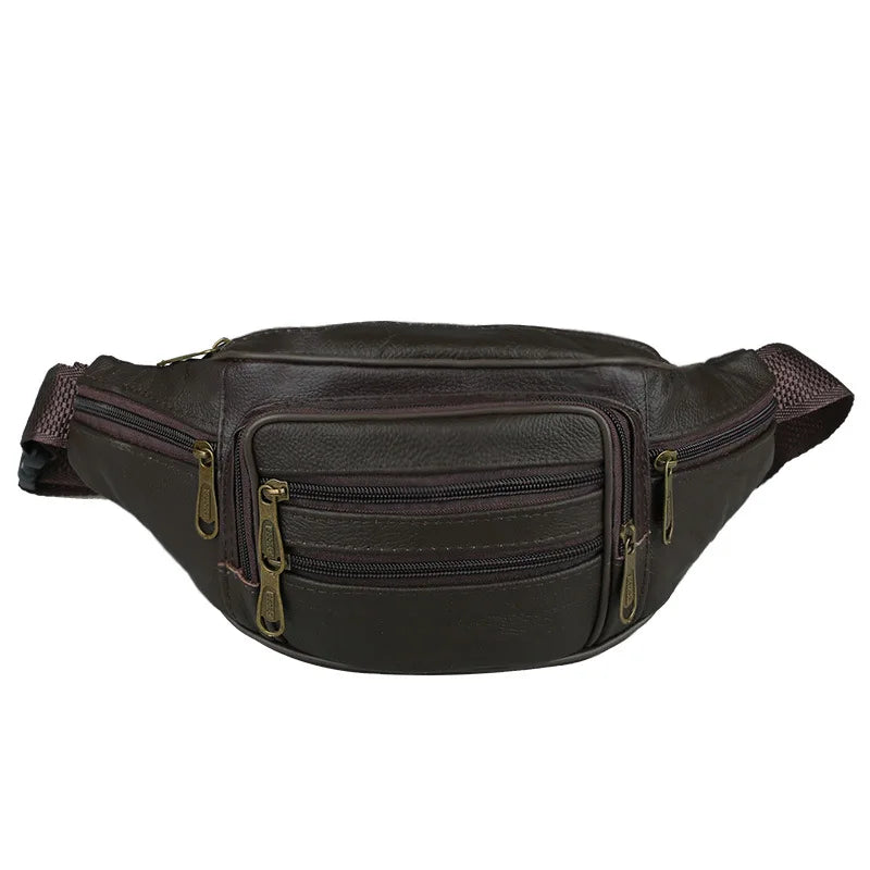 MOONBIFFY 2024 Echtleder Bauchtasche – Wasserdichte Fanny Pack & Chest Bag, Sportliche Hip Bag mit Reißverschluss und Anti-Diebstahl-Funktion