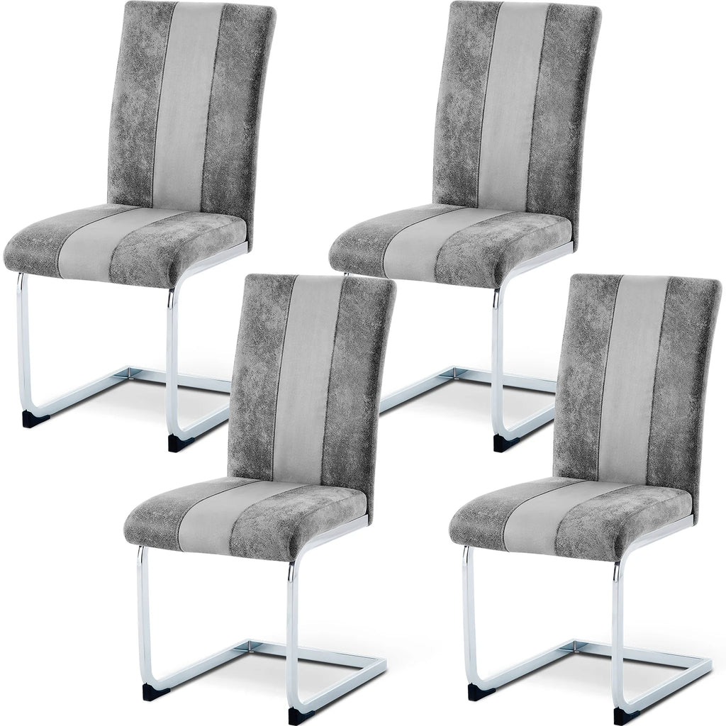 JYMTOM Set aus 4 Freischwinger-Esszimmerstühlen aus Kunstleder – Moderne Dining Chairs mit hoher Rückenlehne & verchromtem Metallrahmen