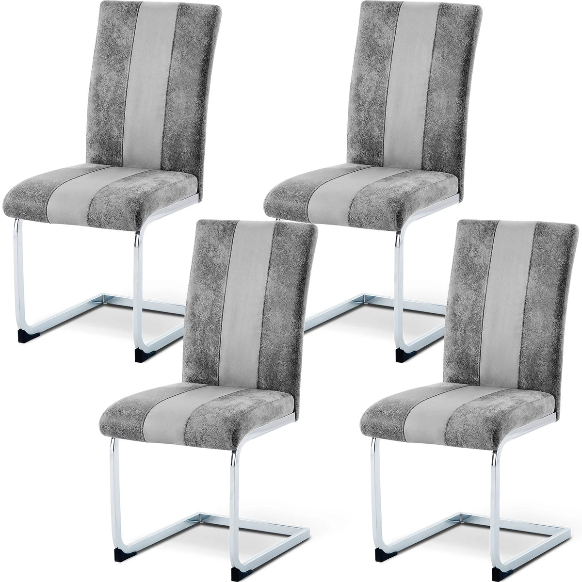 JYMTOM Set aus 4 Freischwinger-Esszimmerstühlen aus Kunstleder – Moderne Dining Chairs mit hoher Rückenlehne & verchromtem Metallrahmen