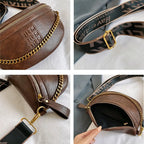 Talkingabao Damen Fanny Pack – Stylische PU-Leder Bauchtasche mit Kette, Trendige Crossbody- & Chest Bag 2024