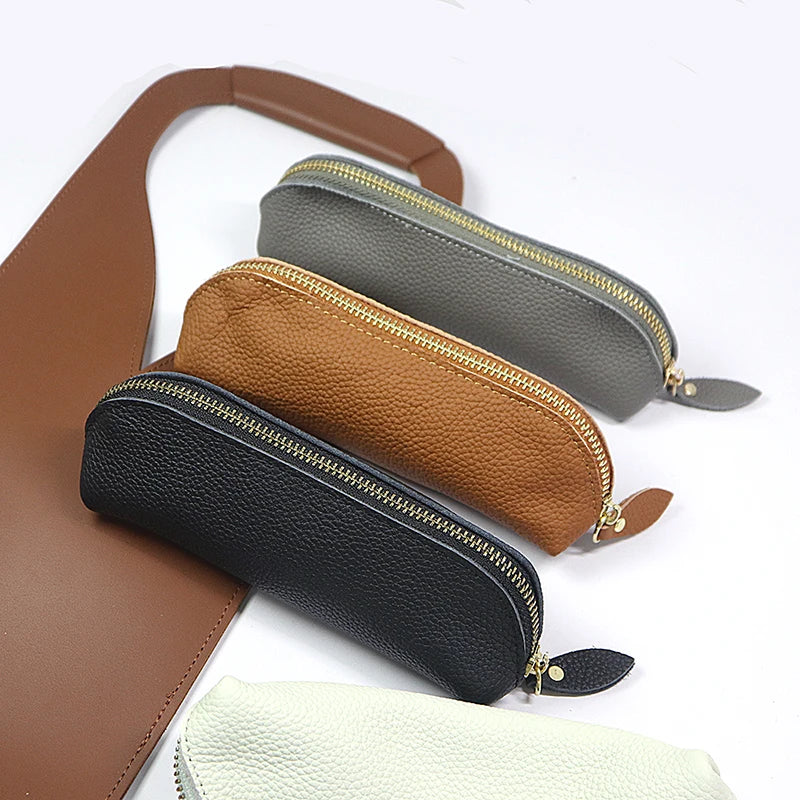 Personalisierte Leder Stiftetasche aus echtem Rindsleder – Estuche para bolígrafos de negocios con iniciales y cierre de caja 