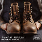 MADEN Hommes Vintage 8111 Bottines – Erstklassige Rindsleder Paratrooper Motorradstiefel für Herbst &amp; Winter 