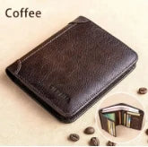 Herren Leder Geldbörse mit RFID-Schutz – Vintage Kurzportemonnaie aus echtem Leder für Karten, Ausweis und Bargeld