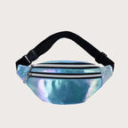 Yogodlns Damen Laser Bauchtasche – Holografische PU-Leder Fanny Pack, Geometrische Chest Bag & Travel Hip Bag