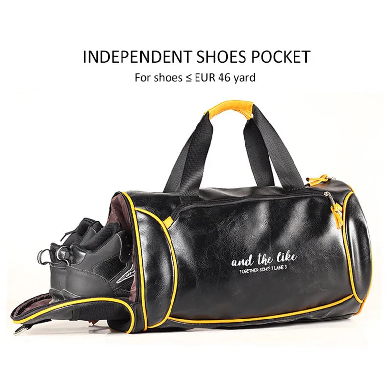 Hochwertige PU-Leder Reisetasche mit großem Fassungsvermögen – Sport- & Travel Duffle Bag mit Schuhfach, modische Herren Handtasche XA689ZC