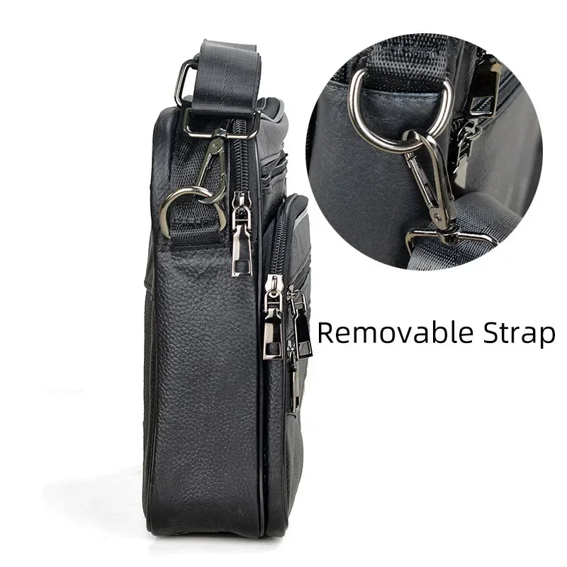 Herren Umhängetasche aus echtem Rindsleder – Hochwertige Leder Messenger Bag mit Reißverschluss für iPad & Alltag