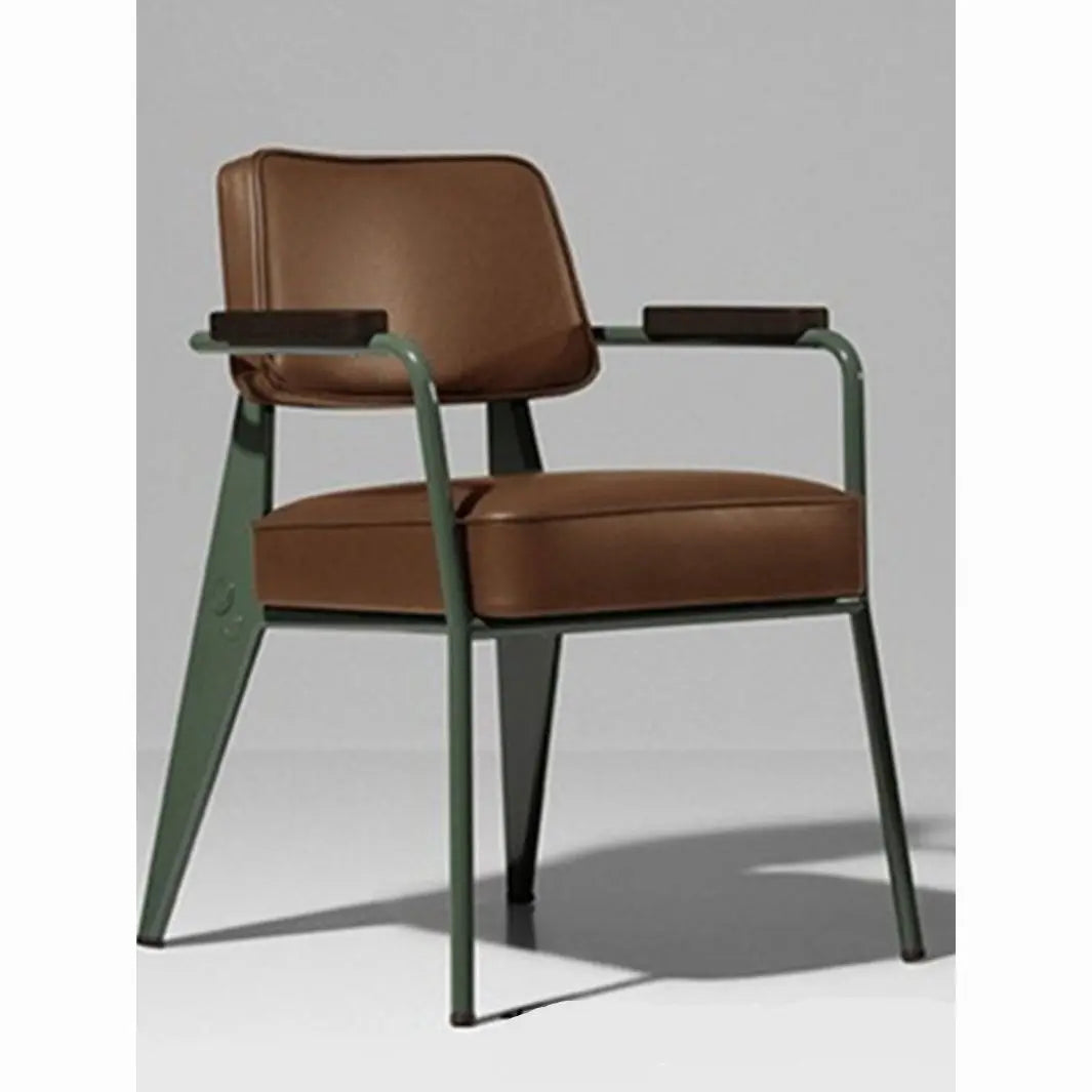 Nordischer Leder-Armchair mit Metallgestell – Vielseitiger Designerstuhl für Esszimmer, Wohnzimmer, Café & Meetingräume