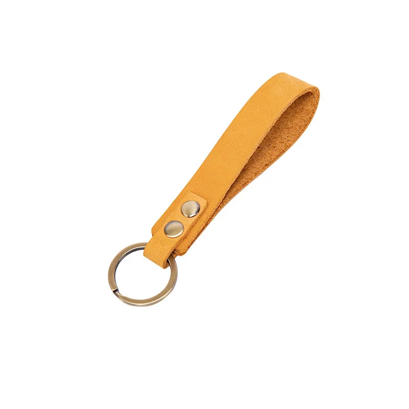 Klassischer Vintage Leder Schlüsselanhänger aus Rindsleder – Eleganter Auto-Keychain für Herren & Unisex mit Metallring Modell K5057