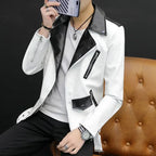 Schwarzer Herren Lederblazer – Trendige Moto & Biker Jacke im Vintage Look, modischer Slim Blazer für Frühjahr & Herbst 2025