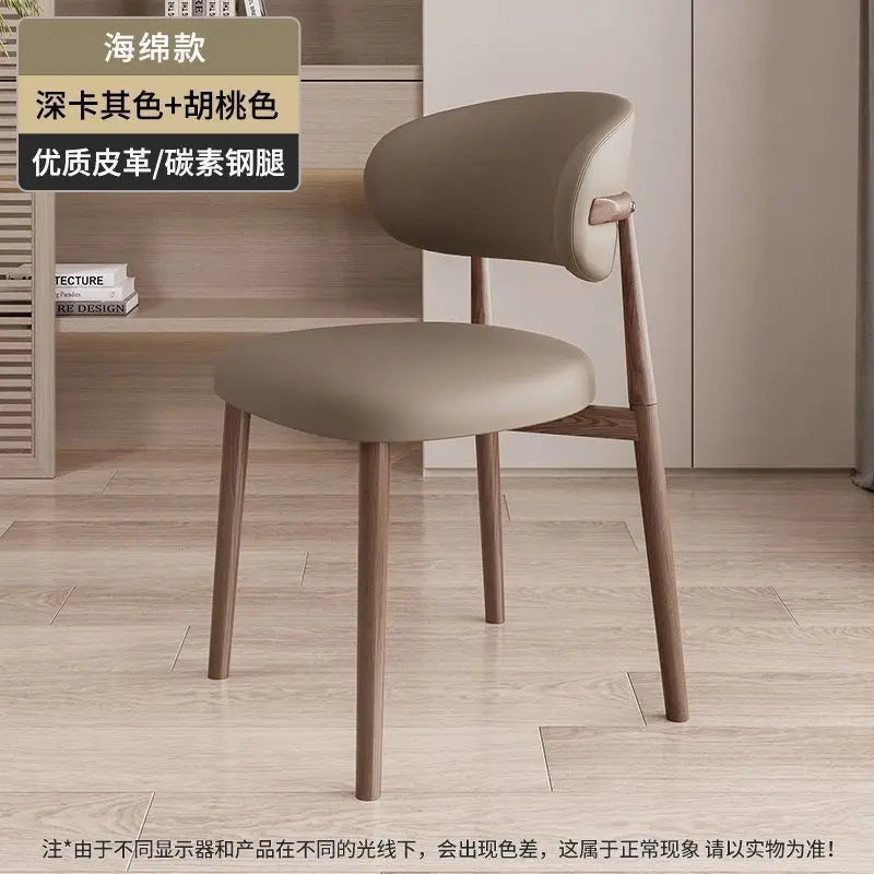 Italienischer Polster-Esszimmerstuhl aus Leder – Moderner Küchenstuhl mit Rückenlehne, High-Density Schaum & stabilem Eisenrahmen im nordischen Design