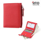 Genuine Leather Damen RFID Geldbörse – Kleine Bifold Kurzbörse mit Reißverschluss-Münzfach & Mehrfachkartenhalter