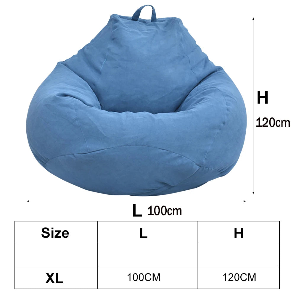 Lazy Sofa Bean Bag Bezug aus Leinenstoff – Sitzsack- &amp; Lounger-Hülle ohne Füllung für Wohnzimmer, Tatami &amp; Lounge 