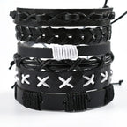 Viking Lederarmband mit Totenkopf – Verstellbares Herren- & Unisex Armband im Neo-Gothic Stil, Geflochtenes Lederarmband