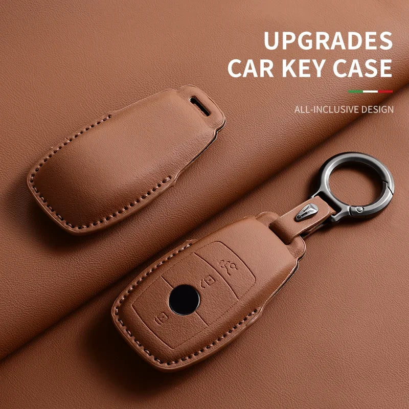 Vollumschließende Flip Leder Autoschlüssel Hülle für Mercedes-Benz – Premium Key Case Cover für A, C, E, S, G-Klasse, GLC, CLA, GLB, GLS, GLA (W177/W205/W213/W222/X167)