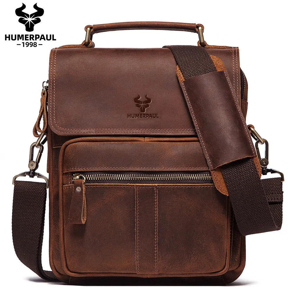 HUMERPAUL Herren Leder-Umhängetasche – Luxuriöse Business Messenger Bag en cuir véritable avec housses de protection pour hommes