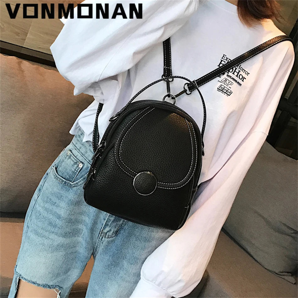 VONMONAN Mini Damen Leder-Rucksack – Fashion PU Leder Rucksack klein, Soft Touch & multifunktional