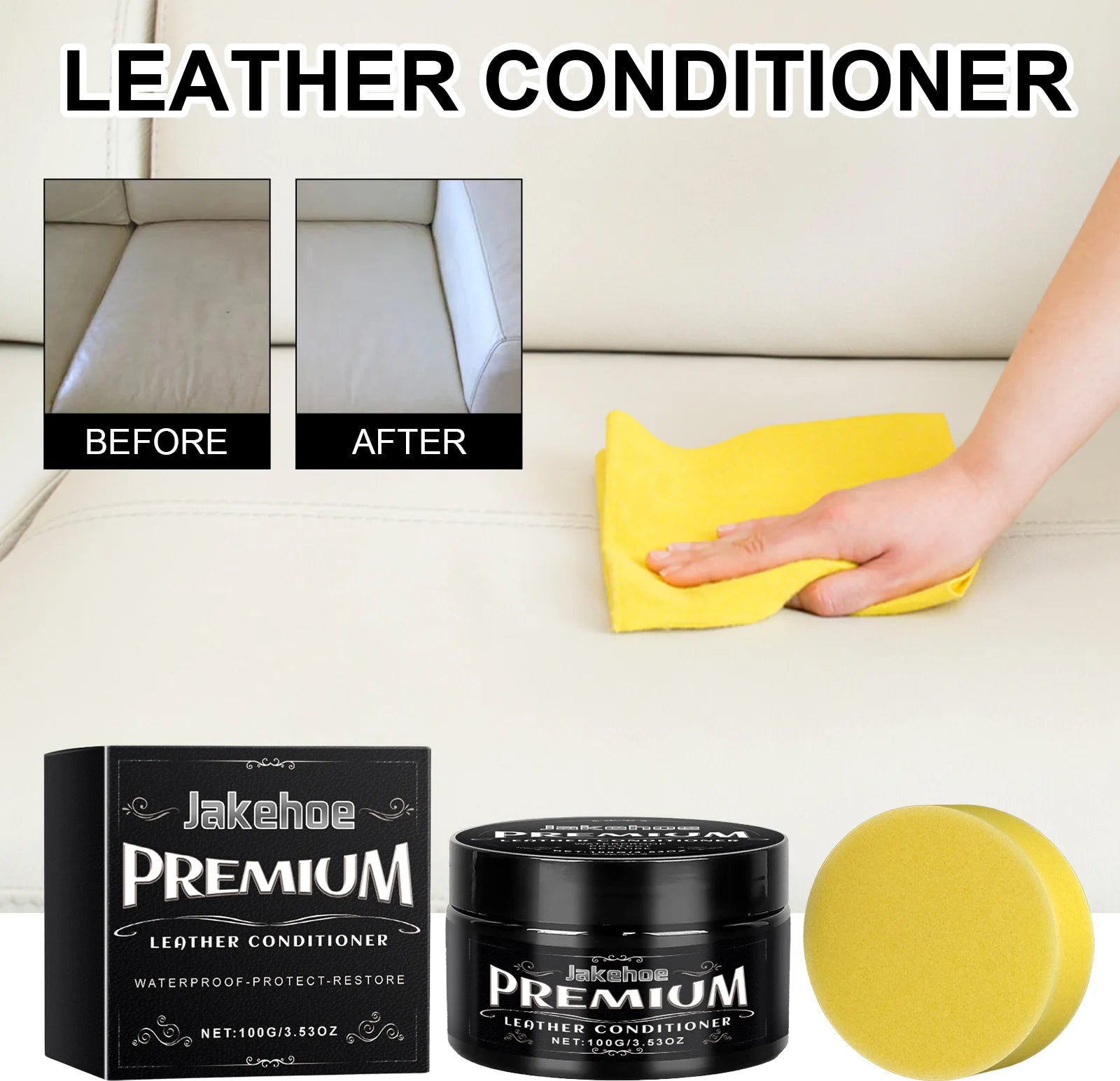 Premium Lederpflege Creme mit Bienenwachs – Reinigungs-, Pflege- & Schutzwachs für Möbel, Autositze, Schuhe & Taschen