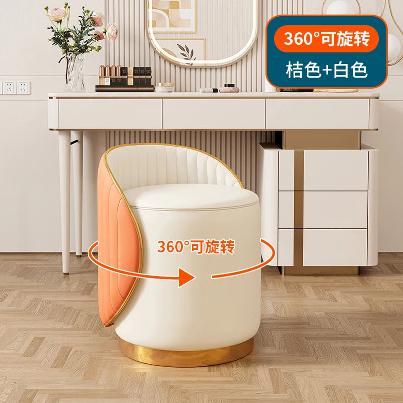 360° drehbarer Lederhocker aus Kunstleder – Moderner Schmink- & Eingangsbereich-Hocker für Flur, Wohnzimmer & Schlafzimmer