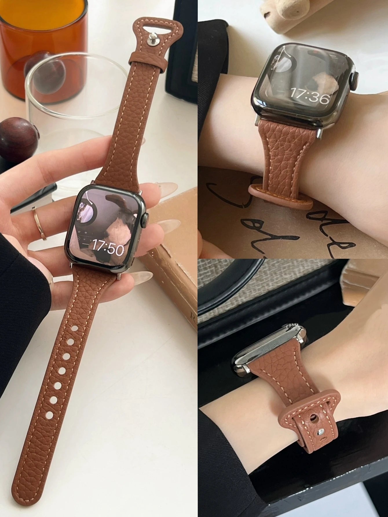 Elegantes Leder Loop Armband für Apple Watch Damen – Hochwertiges Leather Strap 38–46 mm & 49 mm für Series 1–11, SE & Ultra