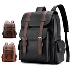2023 Herren PU-Leder Rucksack – Großer Laptop-Rucksack für Schule, Freizeit & Teenager, Schwarz & Braun, Casual Backpack