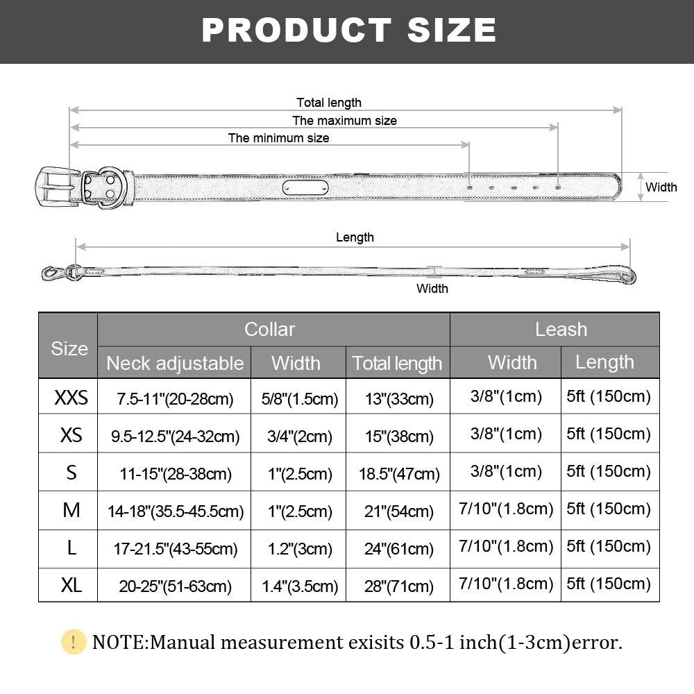 Personalisiertes Leder-Hundehalsband-Set mit Leine – Gravur inklusive für kleine, mittelgroße und große Hunde