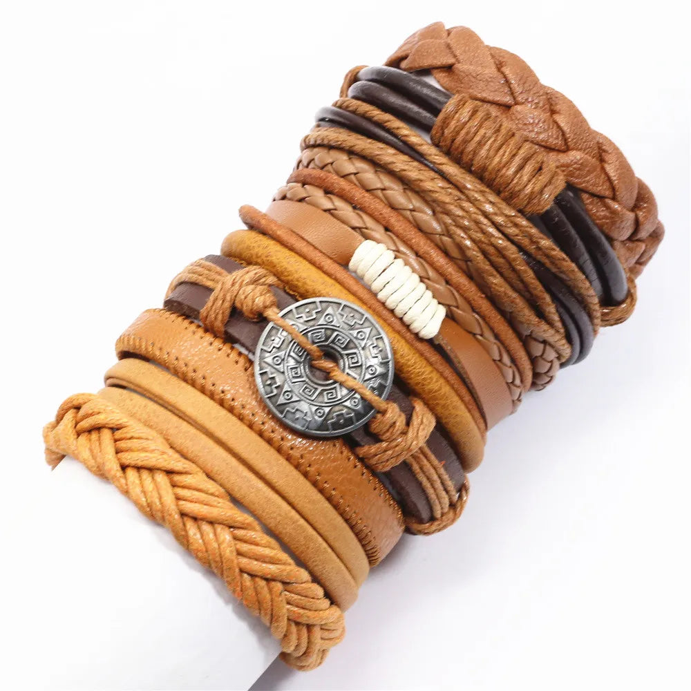10er Set Lederarmbänder Unisex – Handgefertigte schwarze Wickelarmbänder im Casual & Sporty Style, größenverstellbar