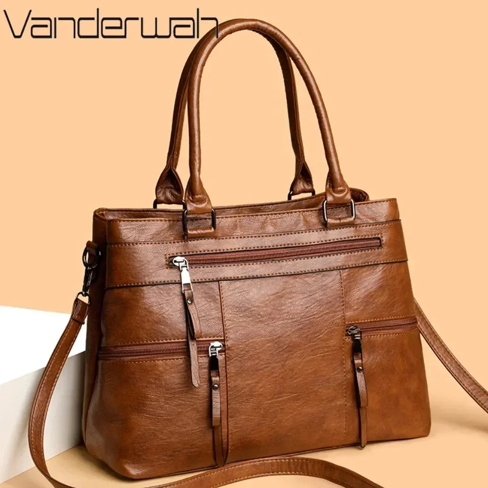 VANDERWAH Elegante Damen Handtasche – Hochwertige PU-Leder Top-Handle Bag, Große Casual Tote & Crossbody Bag 2025