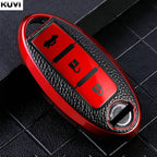 Premium Leder-TPU Autoschlüssel Hülle für Nissan & Infiniti – Robuste Key Case Cover Schale für Qashqai, X-Trail, Juke & mehr