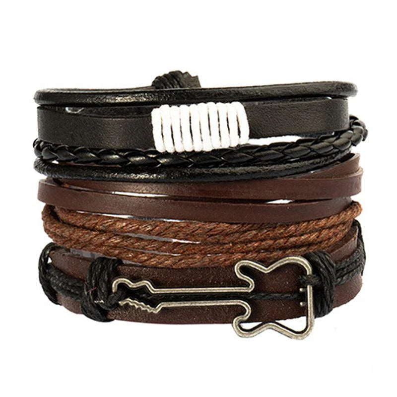 Geflochtenes Herrenarmband im Leder-Look – Trendiges Rundarmband mit silberfarbener Legierung, moderner Männer Armschmuck 06/2024
