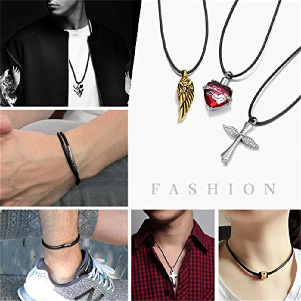 Wasserfeste geflochtene Lederkette 40–65 cm – Gewachste Lederkordel mit Edelstahl-Karabiner für Damen &amp; Herren (1–3 mm)