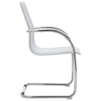 Weißer Freischwinger Bürostuhl aus Kunstleder – Cantilever Office Chair mit Armlehnen & Chromgestell für Büro & Homeoffice