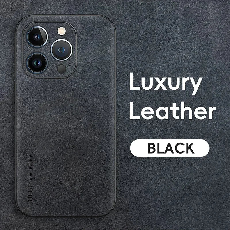 Luxuriöse iPhone Lederhülle aus Schafsleder – Matte Premium Handyhülle mit Rundumschutz für iPhone 16, 15, 14, 13, 12, 11 Pro Max, Plus, X, XS & XR