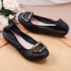 feerldi Damen Flats – Slip-On Loafers en PU-Leder, bequeme Mokassins, runde Zehen, Grande taille 41-42 