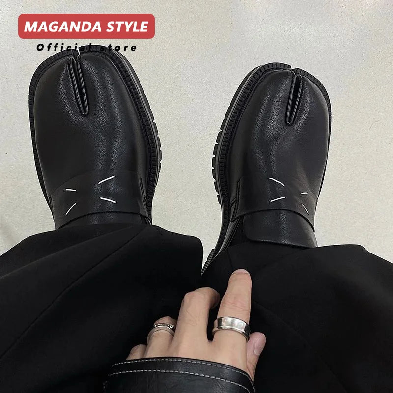 Maganda Tabi Loafer aus echtem Leder – Unisex Split-Toe Schuhe mit dicker Sohle, bequeme Casual Lederschuhe für Damen & Herren