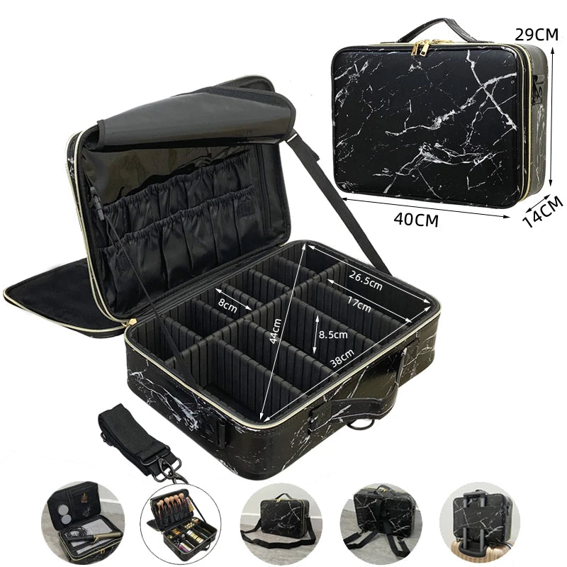 Professioneller Make-up Koffer aus PU Leder - Große Kapazität, Reise &amp; Beauty Organizer, Kosmetik Box