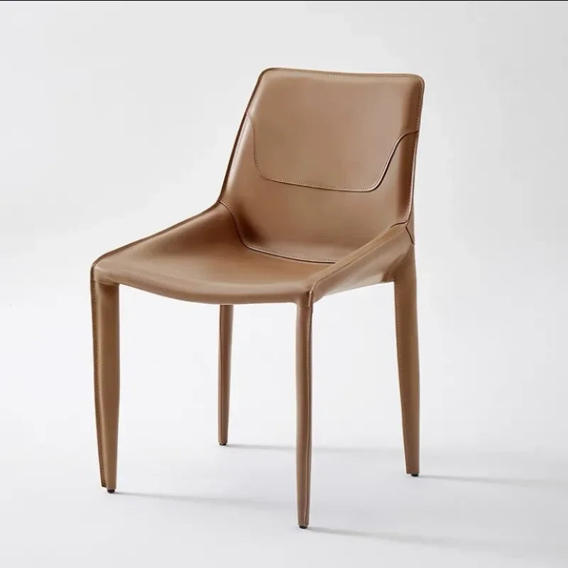 Moderner Esszimmerstuhl 2er-Set aus Sattelleder – Italienischer Designer-Dining Chair mit Lederoptik & Metallgestell im minimalistischen Luxus-Stil