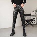 Herren Skinny Biker PU Lederhose – Slim Fit Motorrad-Hose aus Kunstleder für Club, Bühne &amp; Alltag (Ganzjahresmodell)