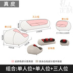 Nordisches Designer Leder-Sofa mit Schlaffunktion – Luxus Lounge Sofa im modernen Stil, geschwungene Relax-Couch aus Rindsleder für Wohnzimmer