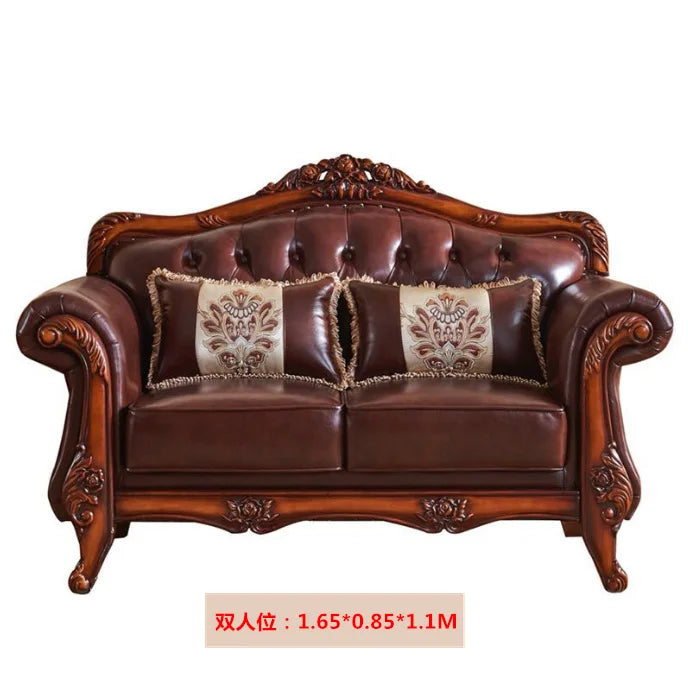 Luxuriöses Europa Ledersofa für Wohnzimmer – U-förmiges Designer-Sofa aus echtem Rindsleder & Massivholz im skandinavischen Stil