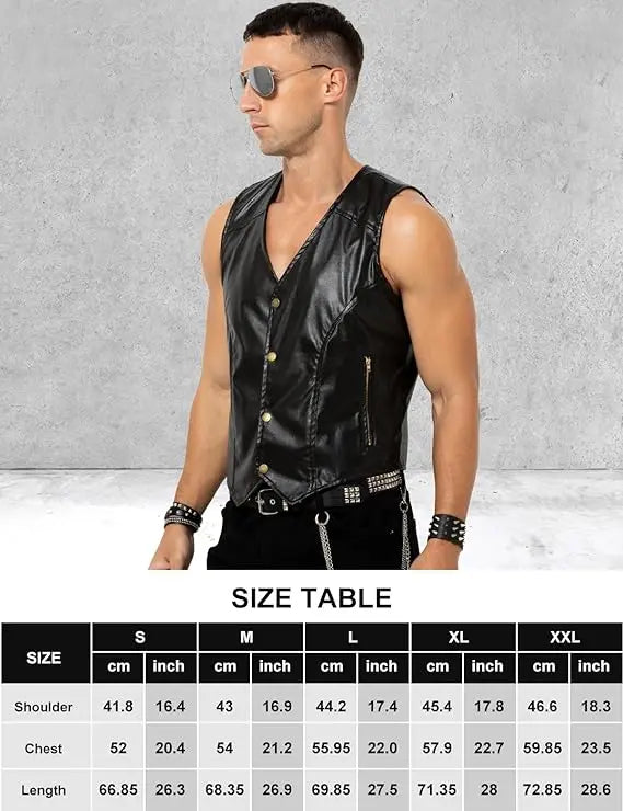 Veste en cuir pour hommes dans un style motard vintage – Cuir PU avec doublure en V, bras et sangles de transport