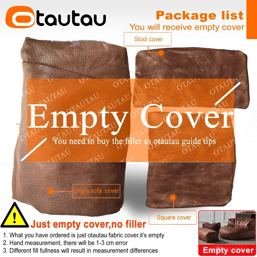 Großer Puf Sofá Bezug en Lederoptik 100 cm - Puf Hülle für Sitzsack, Lounge Sessel &amp; Puff, Diseño Retro ohne Füllung 