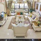 Europäisches Leder-Ecksofa aus Massivholz – Modulares L- oder U-Form Sofa im Retro-Modern-Stil für Wohnzimmer, Apartment & Villa