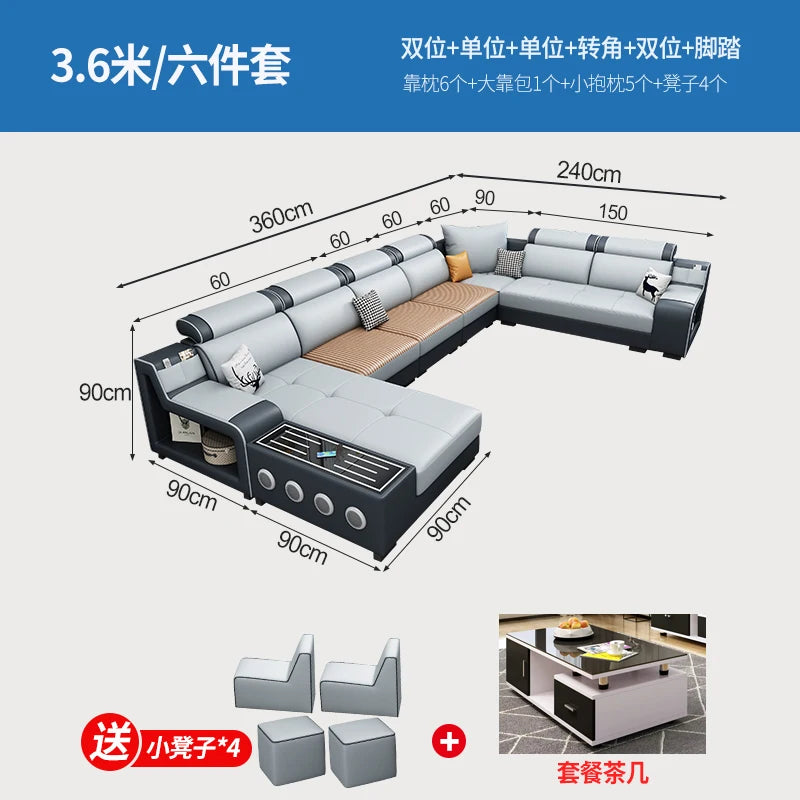 Designer Luxus Ledersofa – Modernes, erweiterbares Center-Seater & Sectional Sofa aus Echtleder für exklusive Wohnräume