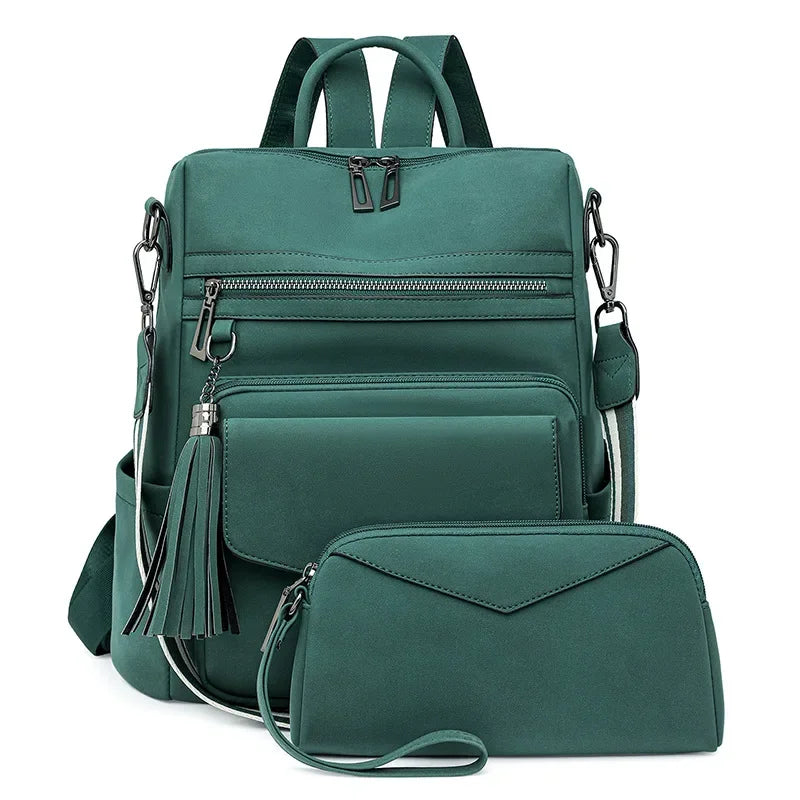 Großer Damen PU-Leder Rucksack 2025 – Wasserfester Anti-Diebstahl Retro Laptop-Rucksack mit Quasten-Detail für College & Reisen