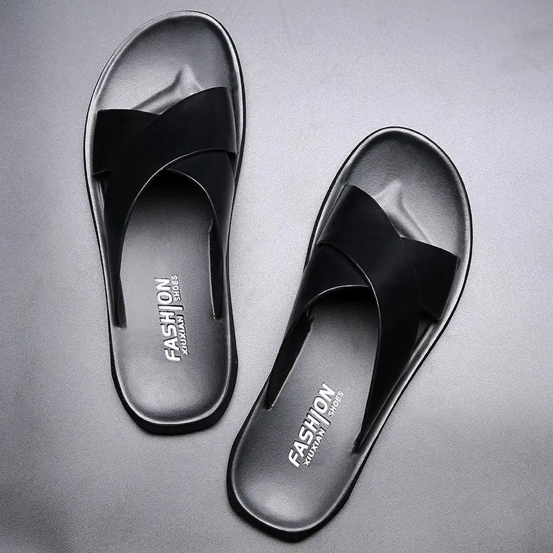YBQJOO Herren Sommer Leder Sandalen – Vintage Gladiator Sandalen aus echtem Rindsleder, bequeme Casual Flats &amp; Beach Slipper 