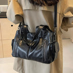 Yogodlns PU-Leder Schultertasche – Weiche Crossbody Bag mit Kontrastfarben für Damen, Modische Handtasche für Alltag & Freizeit