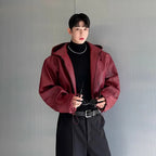 Veste en cuir PU pour hommes avec capuche - Veste surdimensionnée imperméable et épaisse avec poches à rabat, style de la mode coréenne pour les repas et les herbes