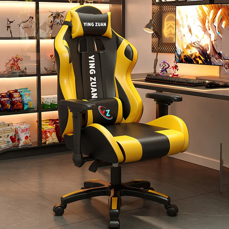 Ergonomischer Bürostuhl aus Leder mit Fußstütze & Rückenlehne – Höhenverstellbarer Drehstuhl mit Armlehnen & Rollen für Homeoffice & Büro