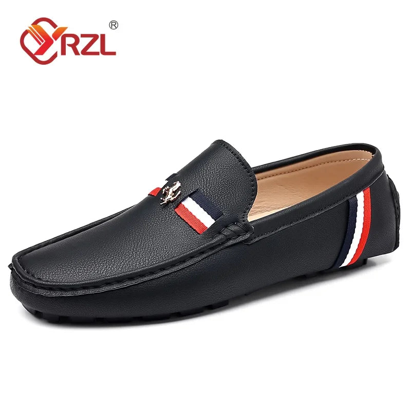 YRZL Herren Loafer in Weiß & Schwarz – Bequeme Slip-On Mokassins aus PU-Leder, Sommerliche Driving Shoes für Alltag & Freizeit